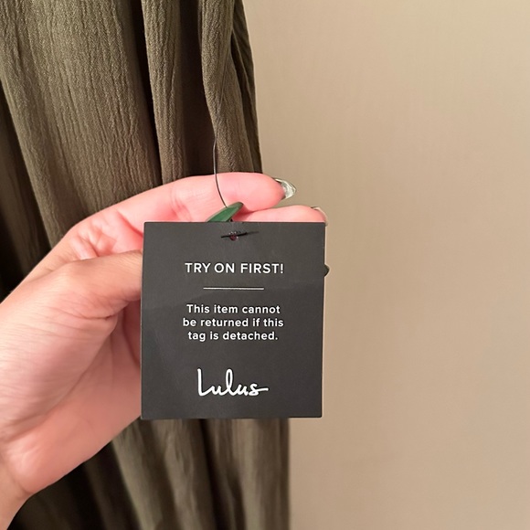 NWT Lulus Lost in Paradise Olive Green Maxi Dress - Picture 4 of 6